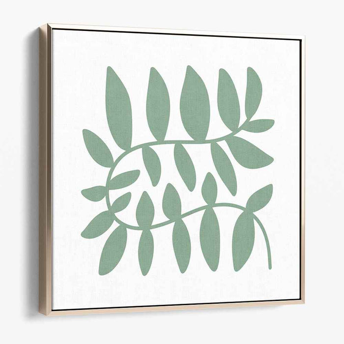 Zen Floral Essence: Minimalist Botanical Green Canvas Art Print