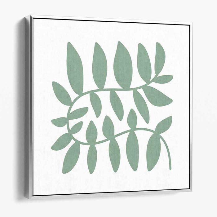 Zen Floral Essence: Minimalist Botanical Green Canvas Art Print