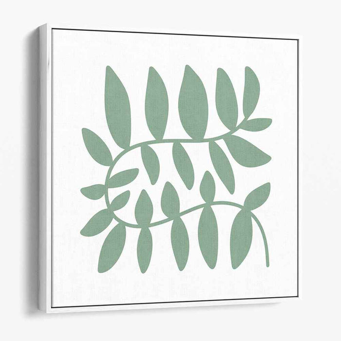 Zen Floral Essence: Minimalist Botanical Green Canvas Art Print