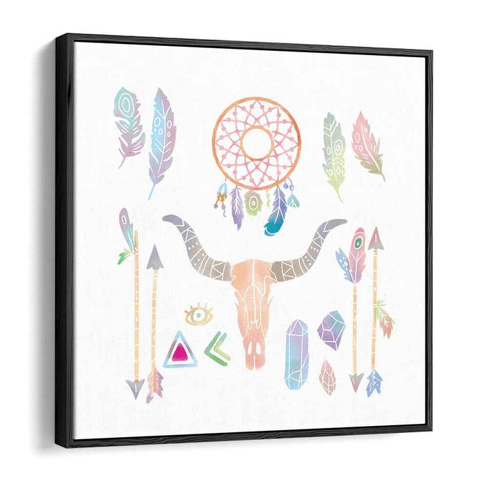 Spiritual Essence: Dreamcatcher and Totem Symbols Canvas Art