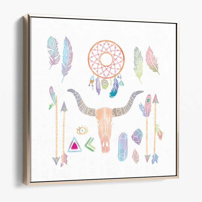 Spiritual Essence: Dreamcatcher and Totem Symbols Canvas Art