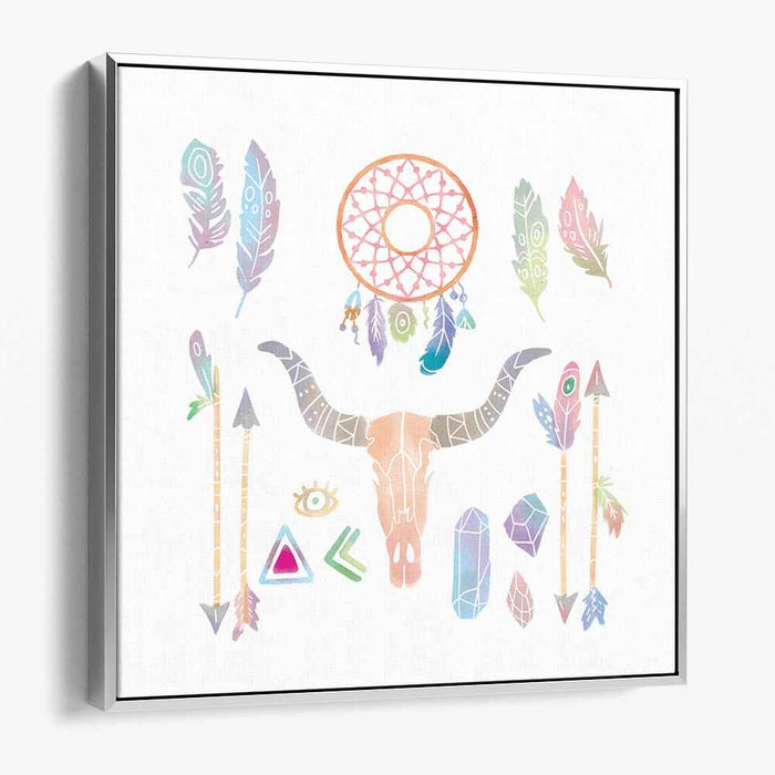 Spiritual Essence: Dreamcatcher and Totem Symbols Canvas Art
