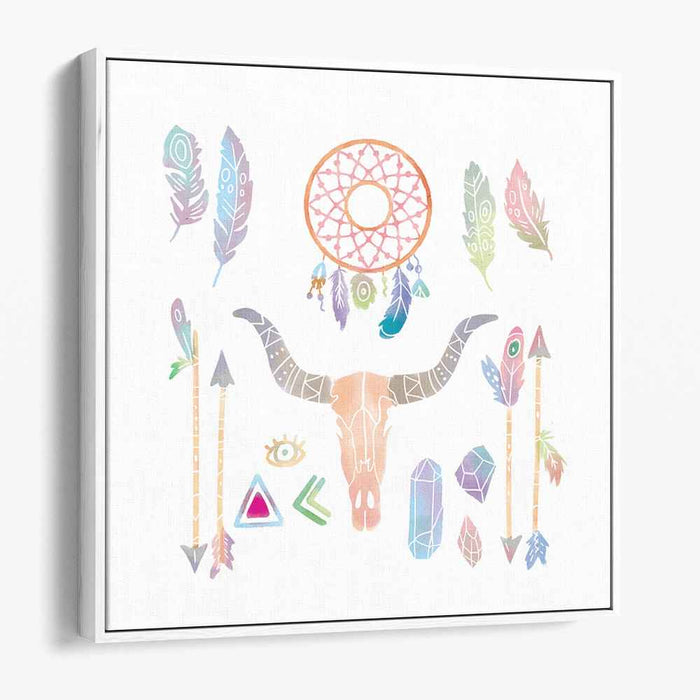 Spiritual Essence: Dreamcatcher and Totem Symbols Canvas Art
