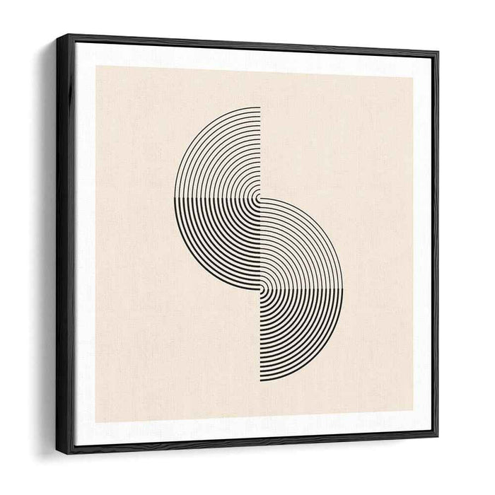 Maze of Shadows and Light: Beige and Black Geometric Optical Illusion Canvas Art Print