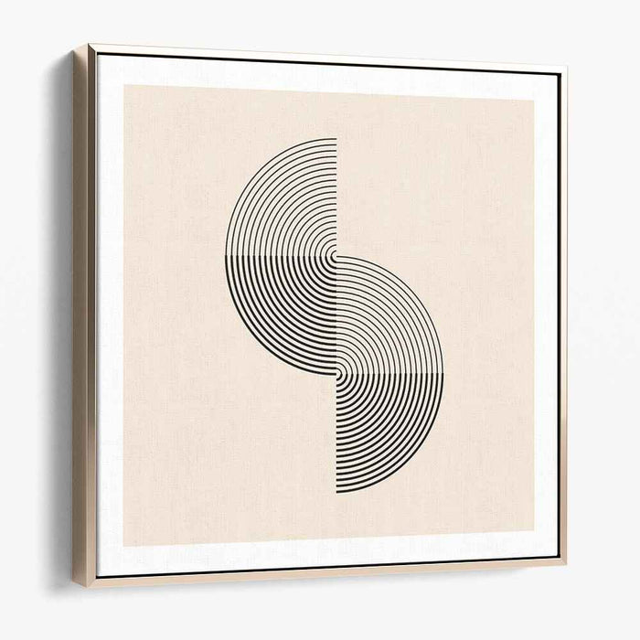 Maze of Shadows and Light: Beige and Black Geometric Optical Illusion Canvas Art Print