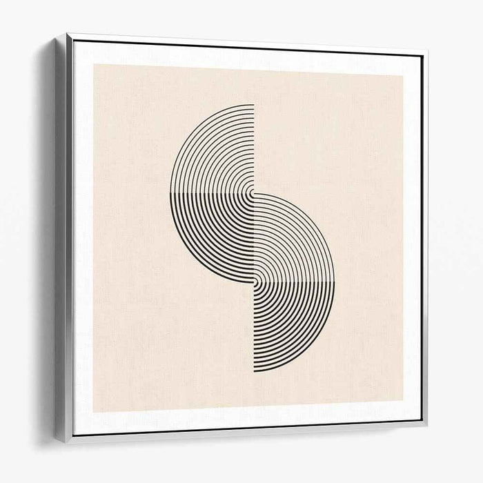Maze of Shadows and Light: Beige and Black Geometric Optical Illusion Canvas Art Print