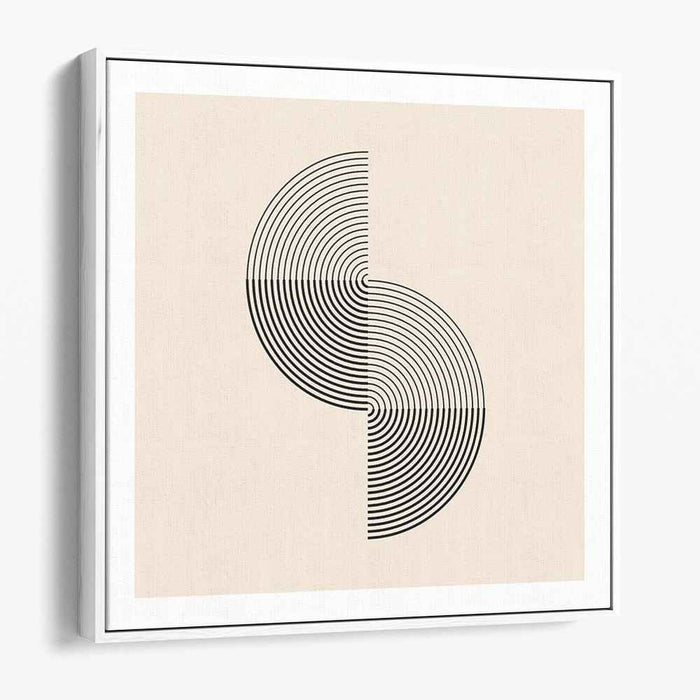 Maze of Shadows and Light: Beige and Black Geometric Optical Illusion Canvas Art Print