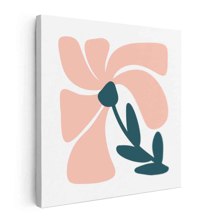 Subtle Petal Harmonies: Minimalist Floral Pastel Pink and Teal Art Print