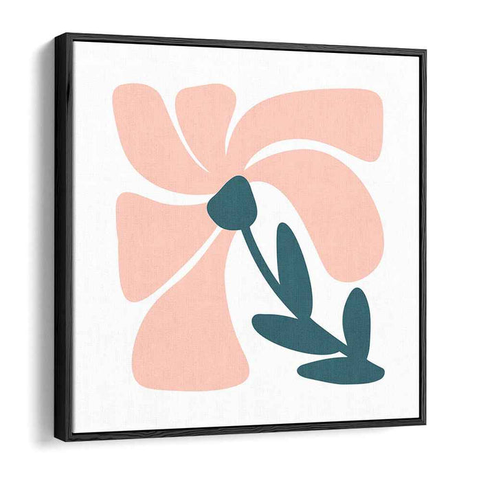 Subtle Petal Harmonies: Minimalist Floral Pastel Pink and Teal Art Print