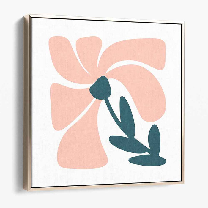 Subtle Petal Harmonies: Minimalist Floral Pastel Pink and Teal Art Print