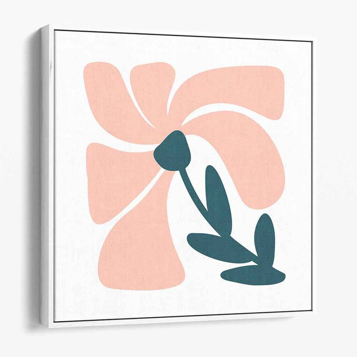 Subtle Petal Harmonies: Minimalist Floral Pastel Pink and Teal Art Print