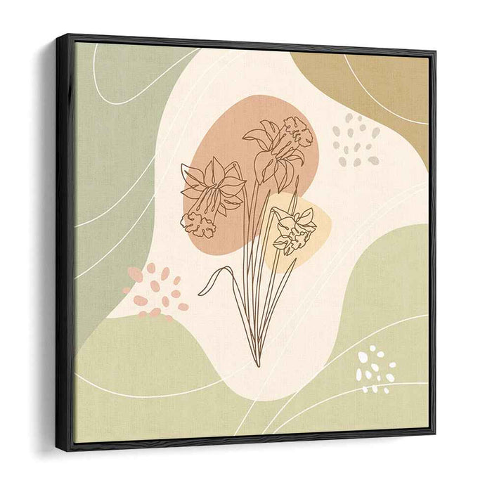 Whispering Petal Sketches: Minimalist Floral Line Art on Pastel Abstract Canvas