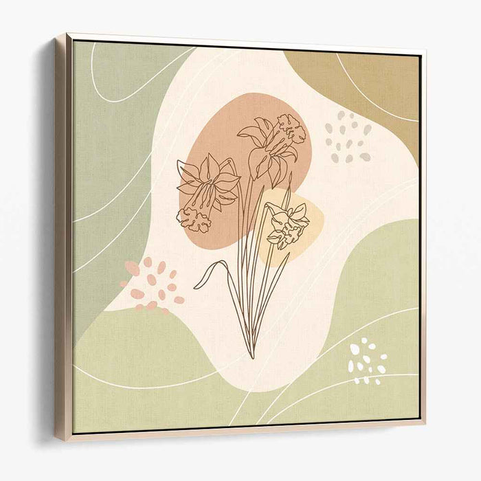 Whispering Petal Sketches: Minimalist Floral Line Art on Pastel Abstract Canvas