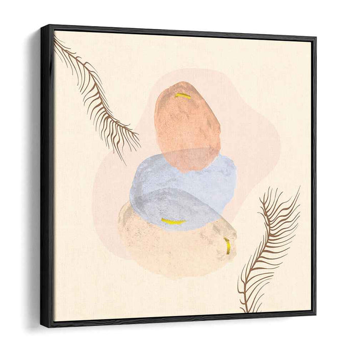 Serene Stones and Whispering Palms: Abstract Minimalist Art Print