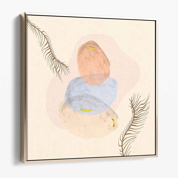 Serene Stones and Whispering Palms: Abstract Minimalist Art Print