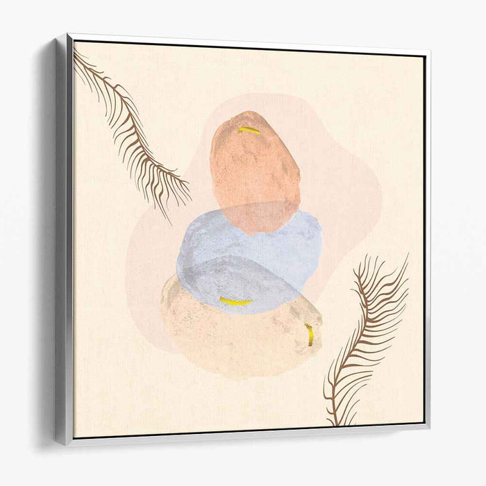 Serene Stones and Whispering Palms: Abstract Minimalist Art Print
