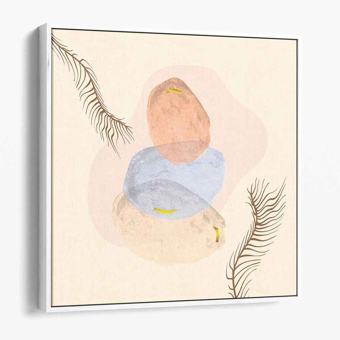 Serene Stones and Whispering Palms: Abstract Minimalist Art Print