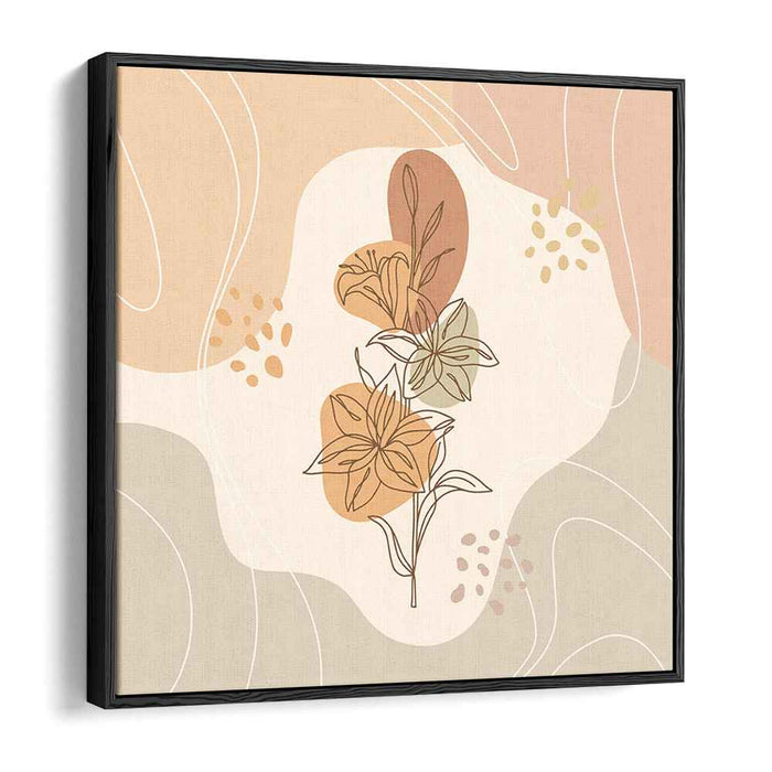 Elegant Botanicals on Neutral Waves: Serene Floral Canvas Art Print