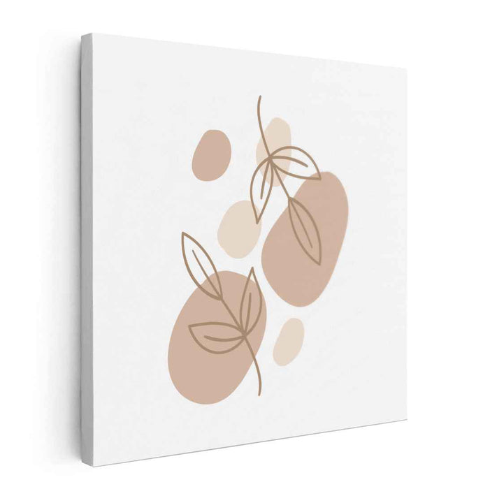 Tangled Taupe Foliage: Minimalist Taupe Leaf Line Art Canvas Print