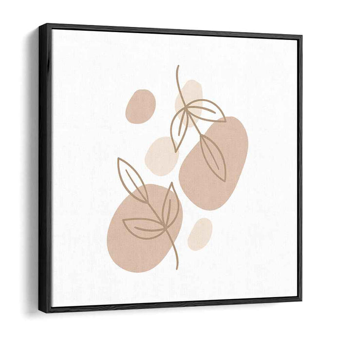 Tangled Taupe Foliage: Minimalist Taupe Leaf Line Art Canvas Print