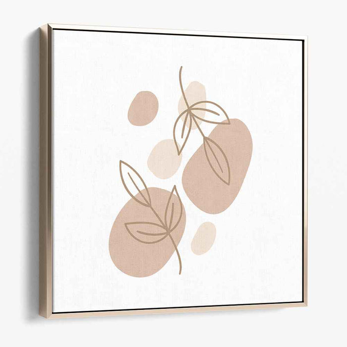Tangled Taupe Foliage: Minimalist Taupe Leaf Line Art Canvas Print