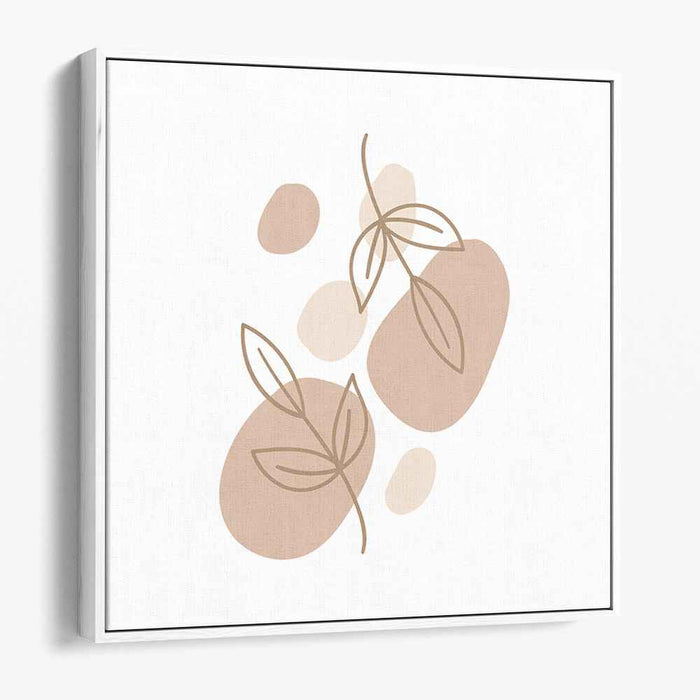 Tangled Taupe Foliage: Minimalist Taupe Leaf Line Art Canvas Print