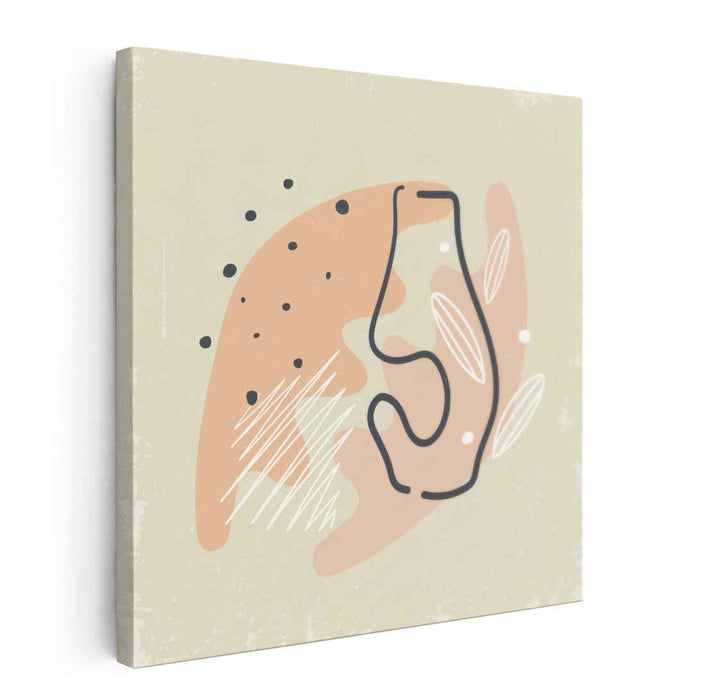 Ethereal Contours: Modern Minimalist Peach and Cream Canvas Art