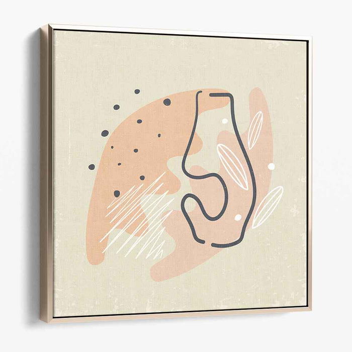 Ethereal Contours: Modern Minimalist Peach and Cream Canvas Art