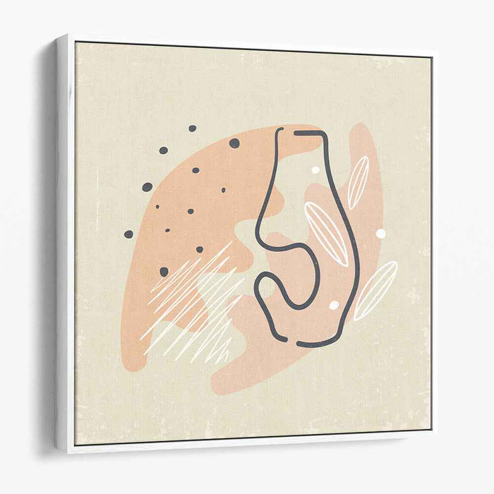 Ethereal Contours: Modern Minimalist Peach and Cream Canvas Art