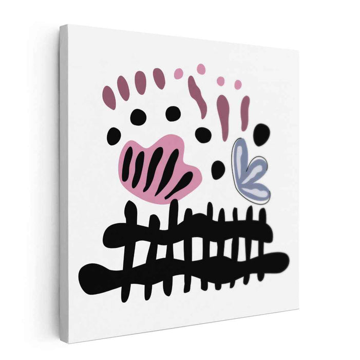 Whimsical Echoes: Playful Abstract in Pink and Black Canvas Art