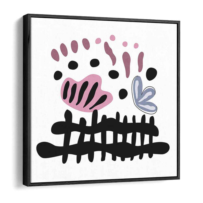 Whimsical Echoes: Playful Abstract in Pink and Black Canvas Art