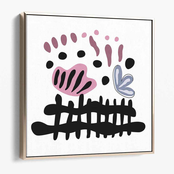 Whimsical Echoes: Playful Abstract in Pink and Black Canvas Art