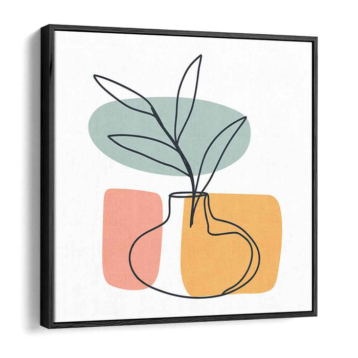 Linear Nature Study: Minimalist Vase and Plant Line Drawing