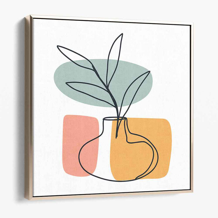 Linear Nature Study: Minimalist Vase and Plant Line Drawing