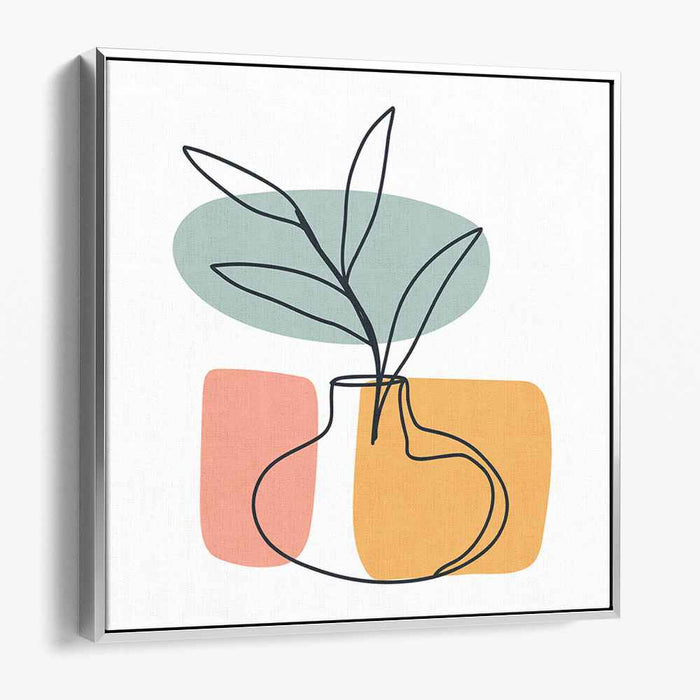 Linear Nature Study: Minimalist Vase and Plant Line Drawing