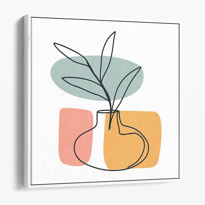 Linear Nature Study: Minimalist Vase and Plant Line Drawing