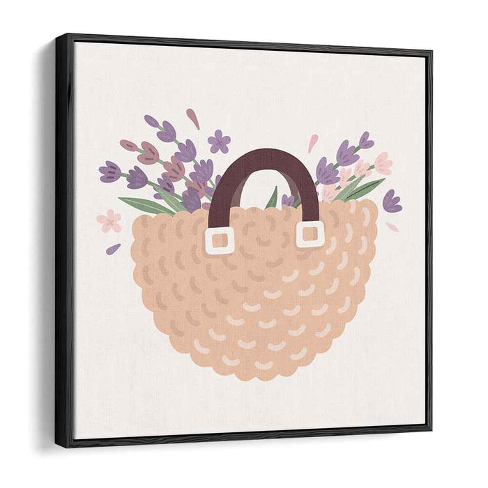 Serene Lavender Basket: Contemporary Floral Illustration Art Print