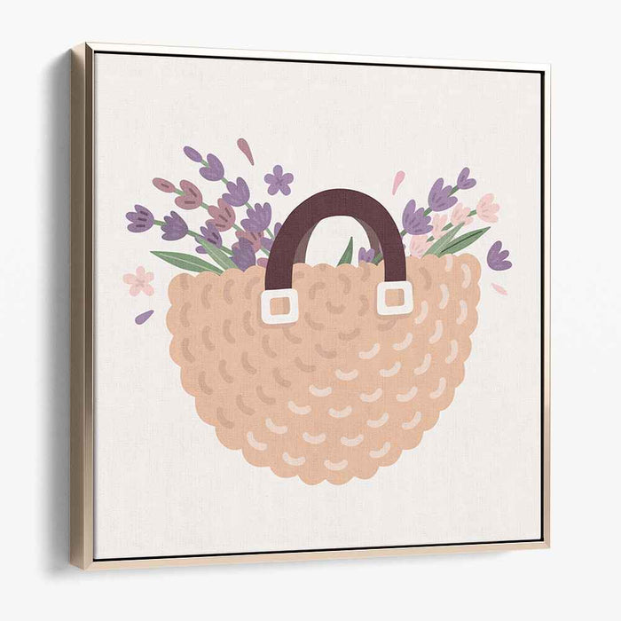 Serene Lavender Basket: Contemporary Floral Illustration Art Print