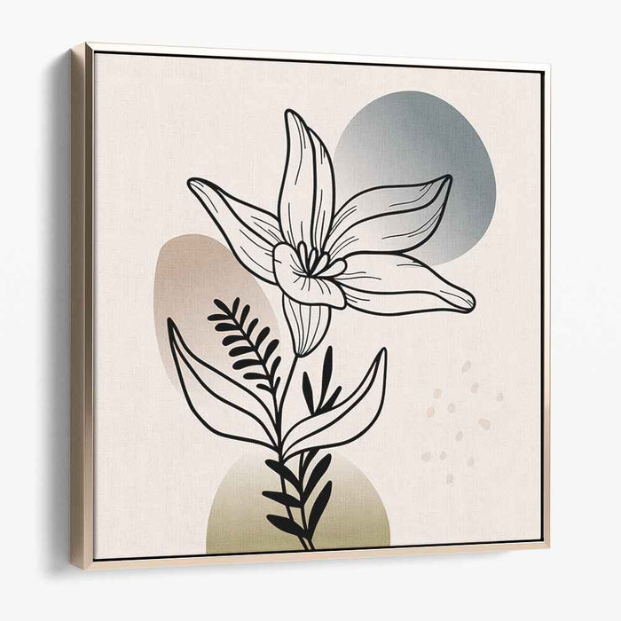 Geometric Lilies: Minimalist Lily with Geometric Background Canvas Art