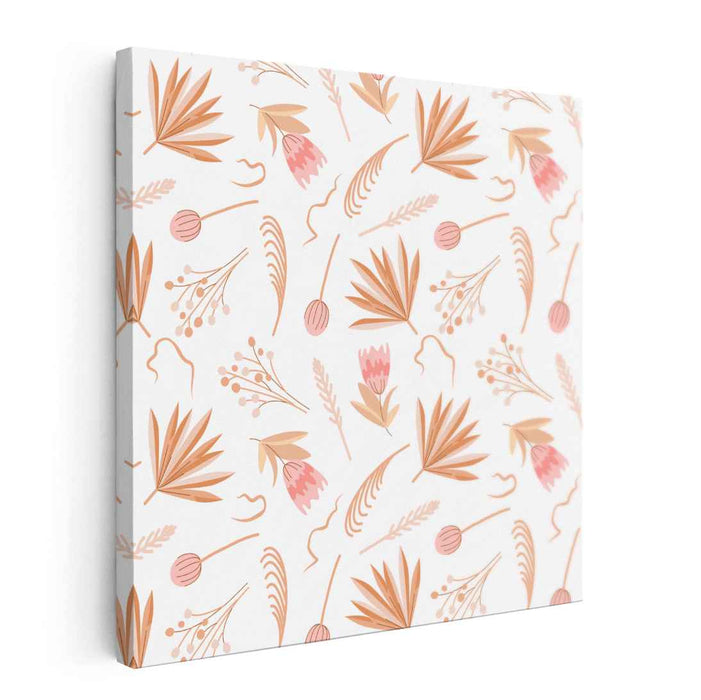 Petals in Symmetry: Minimalist Floral Pattern Canvas Art Print