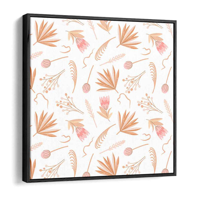 Petals in Symmetry: Minimalist Floral Pattern Canvas Art Print