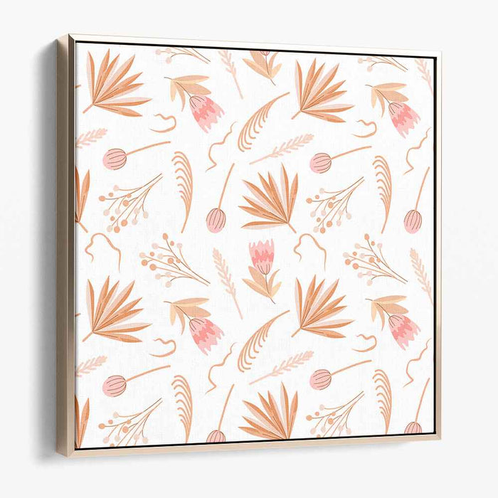 Petals in Symmetry: Minimalist Floral Pattern Canvas Art Print