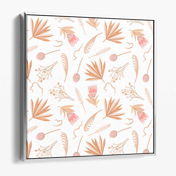 Petals in Symmetry: Minimalist Floral Pattern Canvas Art Print