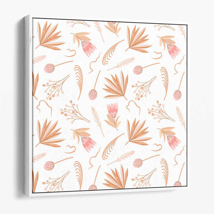 Petals in Symmetry: Minimalist Floral Pattern Canvas Art Print
