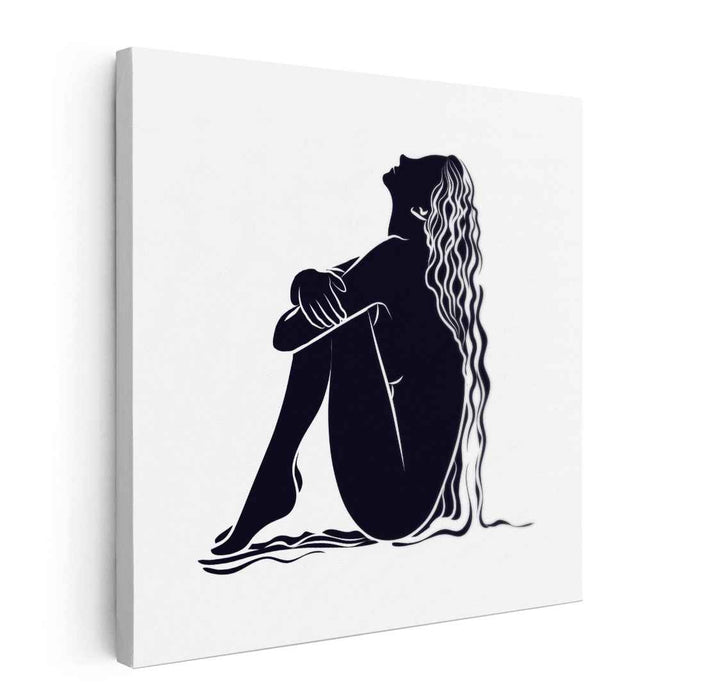Serenity in Silhouette: Elegant Monochrome Female Figure