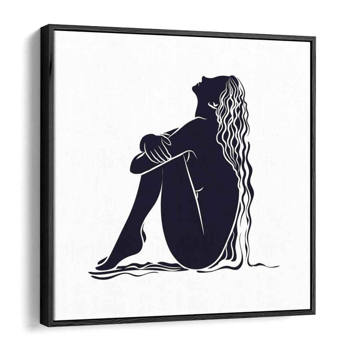 Serenity in Silhouette: Elegant Monochrome Female Figure