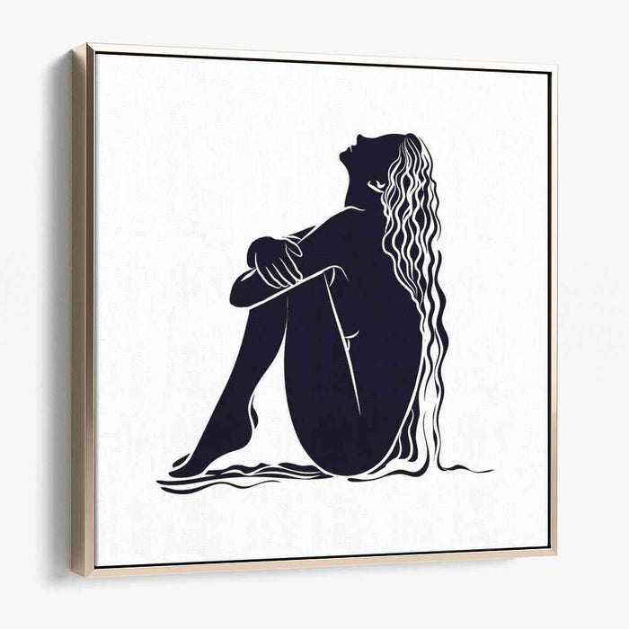 Serenity in Silhouette: Elegant Monochrome Female Figure