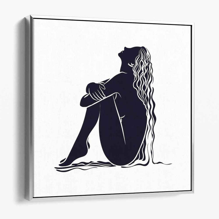Serenity in Silhouette: Elegant Monochrome Female Figure