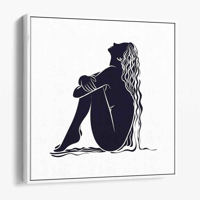 Serenity in Silhouette: Elegant Monochrome Female Figure
