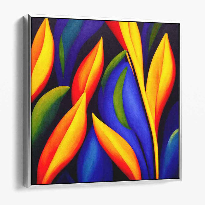 Vibrant Botanical Abstract: Dynamic Yellow and Blue Canvas Art Print